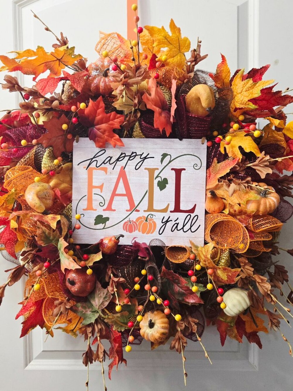 Happy Fall Y'all Autumnal Bounty Wreath
